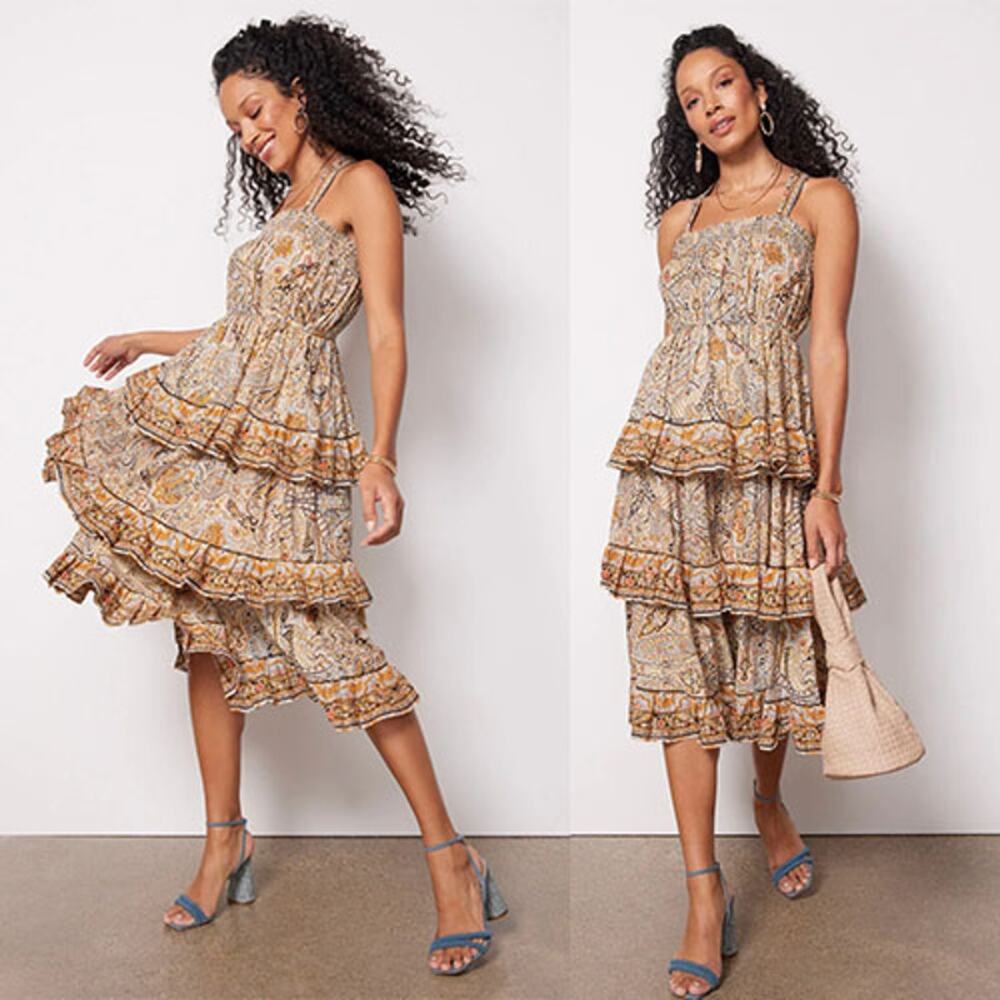 NEW Cleobella Adjustable Strap Rosalie Kaleidoscope Sleeveless Midi Dress